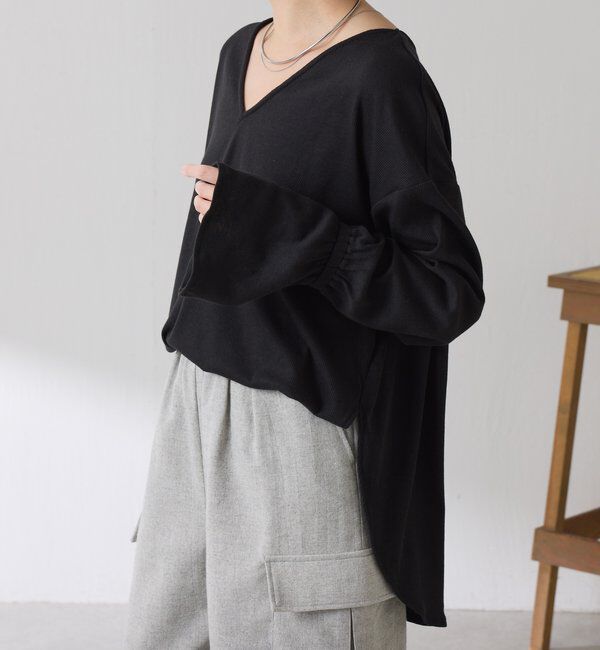  「Qanos 襟付きフリルロンT」|Tシャツ・カットソー|