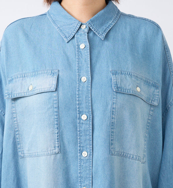  「【セットアップ可/真夏も快適！】ドレーピーデニムシャツ」|シャツ・ブラウス|