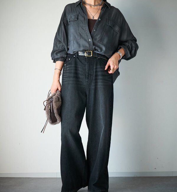  「【セットアップ可/真夏も快適！】ドレーピーデニムシャツ」|シャツ・ブラウス|