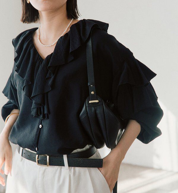  「【着映え】フリルディテールブラウス」|シャツ・ブラウス|ブラック