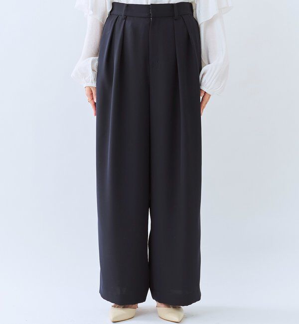  「【オケージョンや通勤に】ダブルサテンタックパンツ」|チノ|