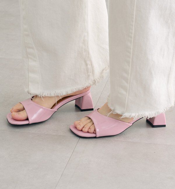  「スクエアトゥヒールサンダル」|サンダル|