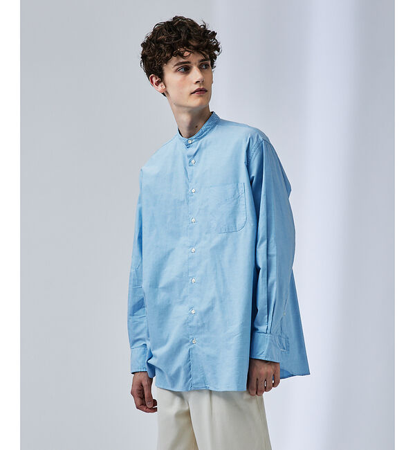 ABAHOUSE「【別注】Individualized shirts / オックス バンドカラーシ」|シャツ・ブラウス|ブルー