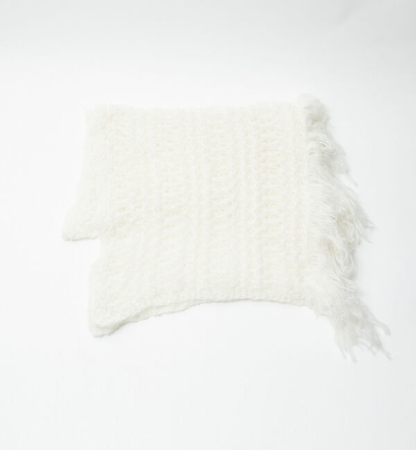 Rouge vif「ニットフリンジストール」|マフラー|オフホワイト