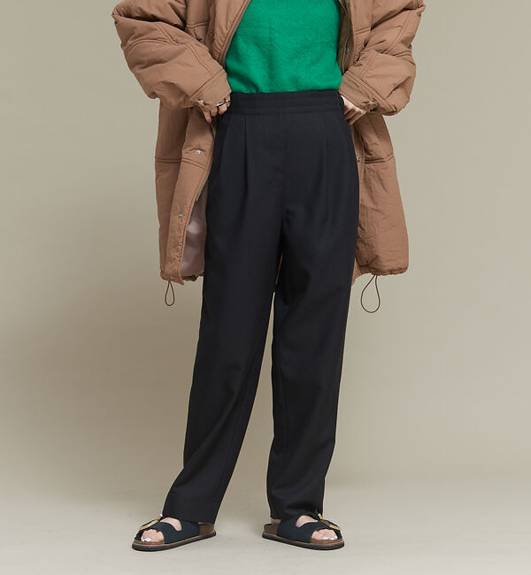 NOMINE「【セットアップ可能】ウールライクタックパンツ」|スラックス|ブラック
