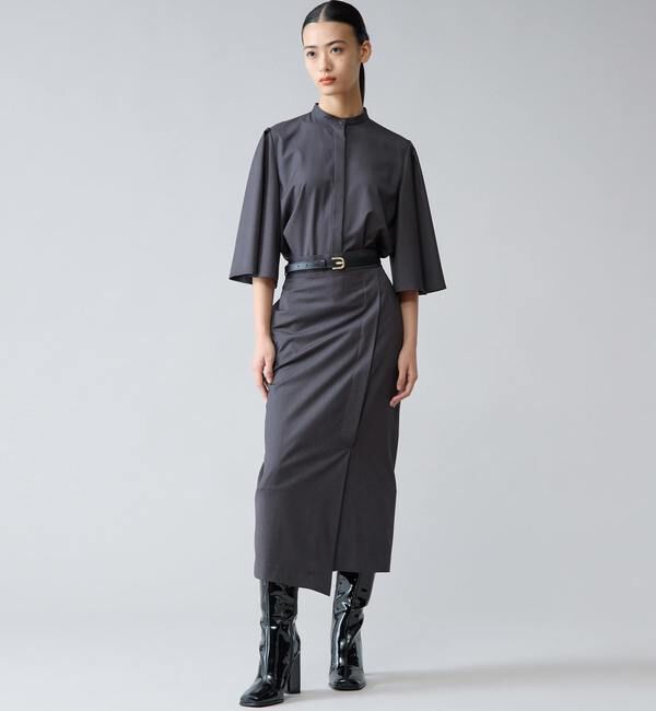 TIARA「フレアスリーブバンドカラーブラウス」|シャツ・ブラウス|