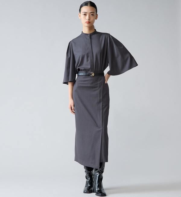 TIARA「フレアスリーブバンドカラーブラウス」|シャツ・ブラウス|