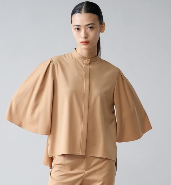 TIARA「フレアスリーブバンドカラーブラウス」|シャツ・ブラウス|