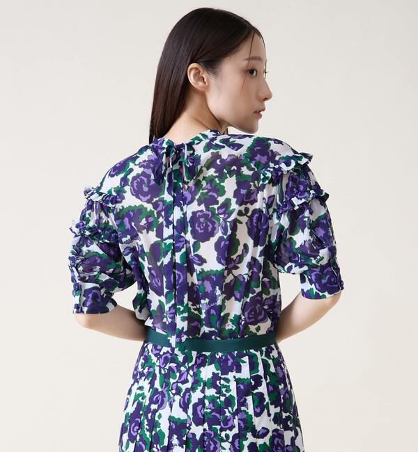 TIARA「オールドローズプリントヨークフリルブラウス」|シャツ・ブラウス|