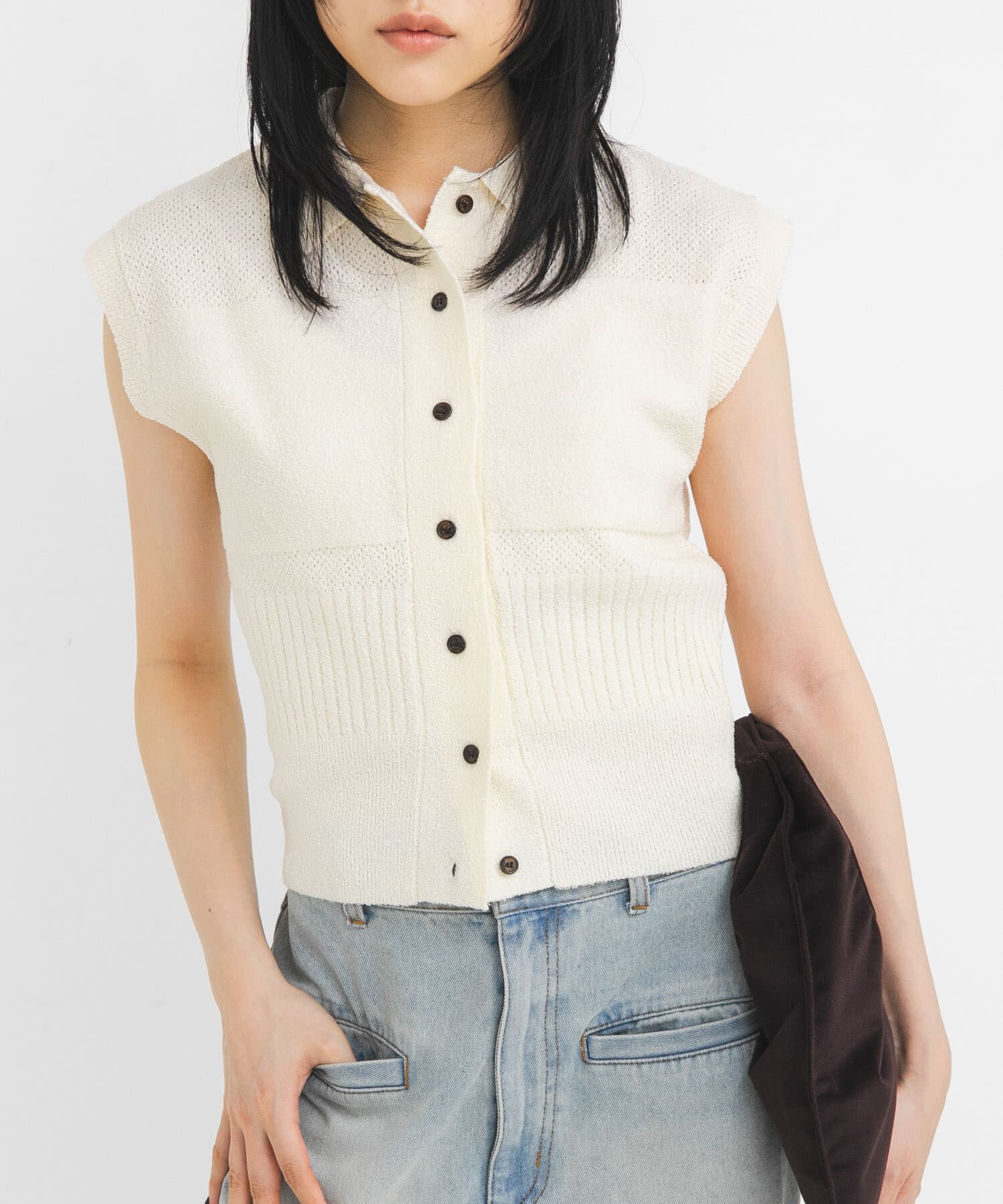  「スリーブレスニットシャツ」|ニット・セーター|