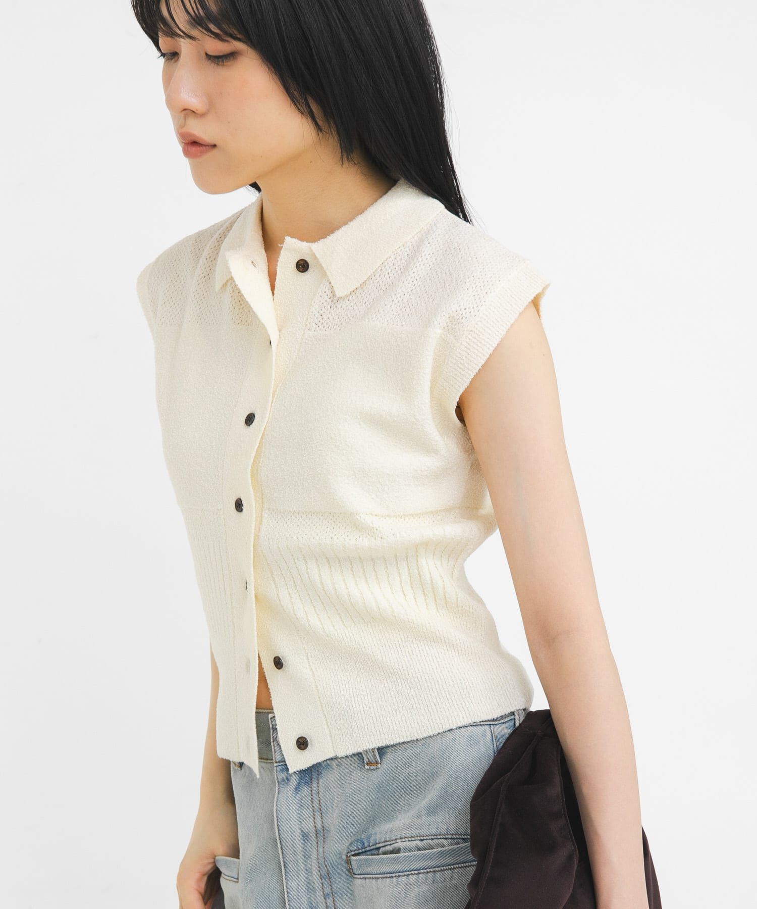  「スリーブレスニットシャツ」|ニット・セーター|