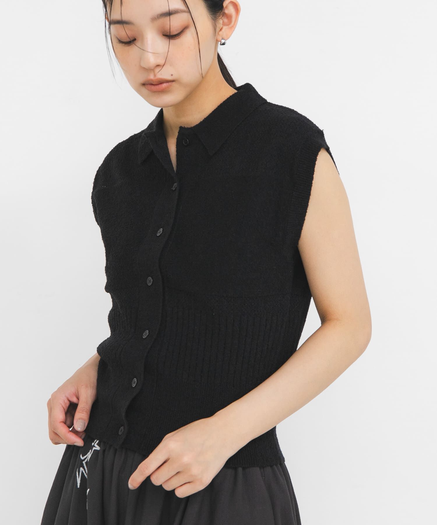  「スリーブレスニットシャツ」|ニット・セーター|