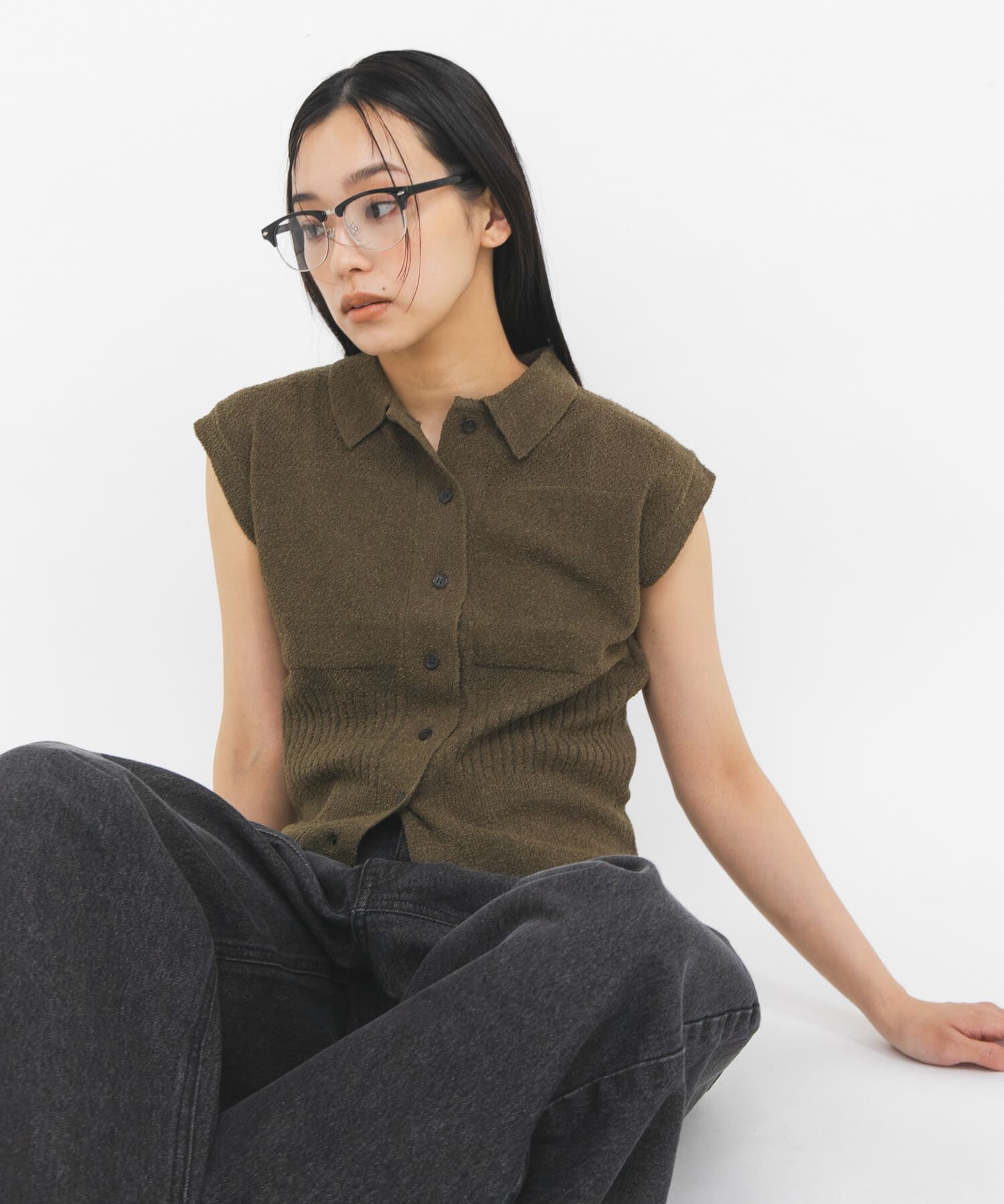  「スリーブレスニットシャツ」|ニット・セーター|