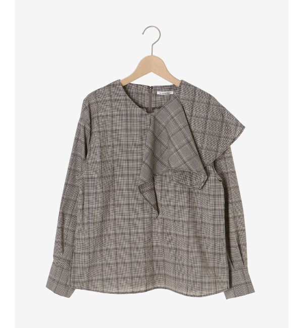 「アシメフリルケープチェックブラウス」|シャツ・ブラウス|