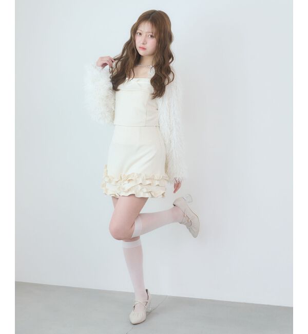  「フワフワフリンジカーデ＆キャミセット」|カーディガン|