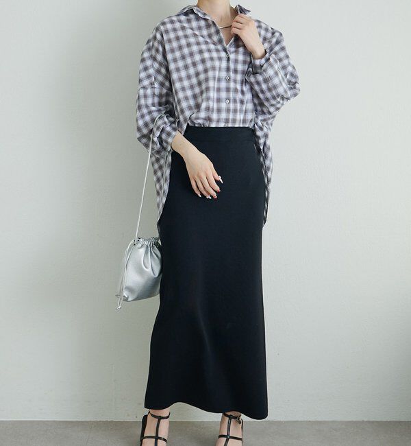  「綿麻チェックオーバーシャツブラウス」|シャツ・ブラウス|