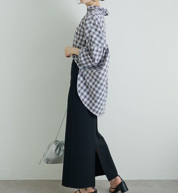  「綿麻チェックオーバーシャツブラウス」|シャツ・ブラウス|