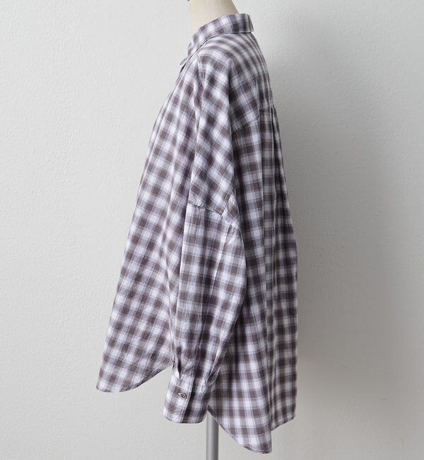  「綿麻チェックオーバーシャツブラウス」|シャツ・ブラウス|