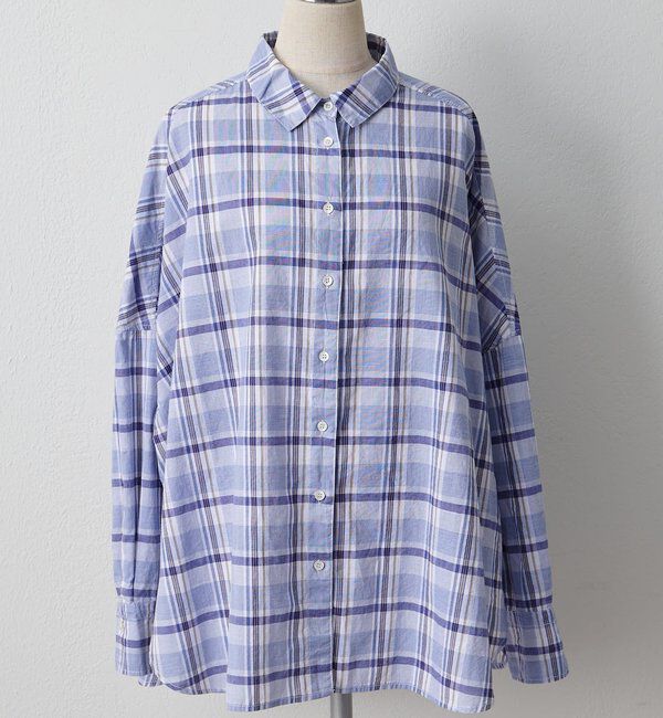  「綿麻チェックオーバーシャツブラウス」|シャツ・ブラウス|