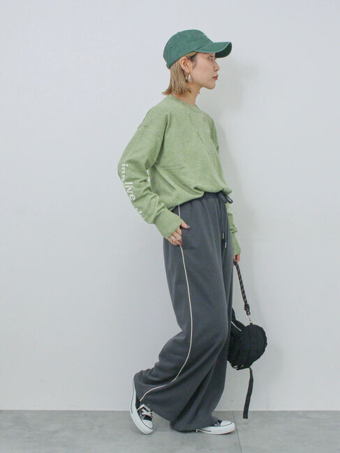 Samansa Mos2 blue「◎袖ロゴニットプルオーバー」|ニット・セーター|