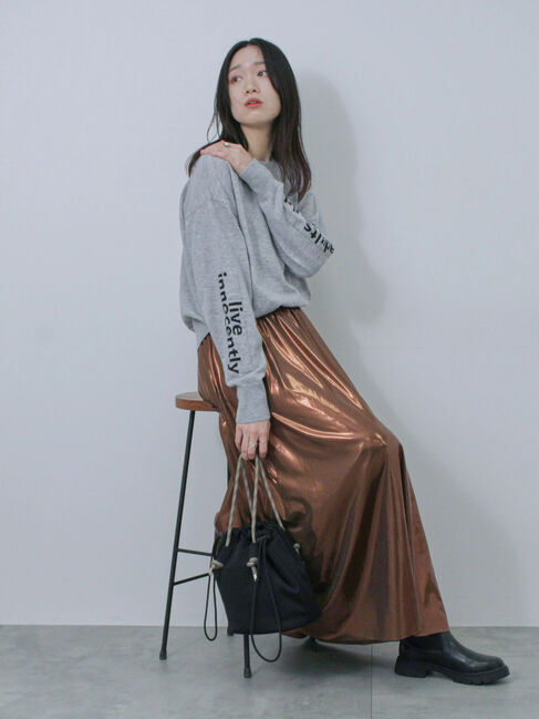 Samansa Mos2 blue「◎袖ロゴニットプルオーバー」|ニット・セーター|