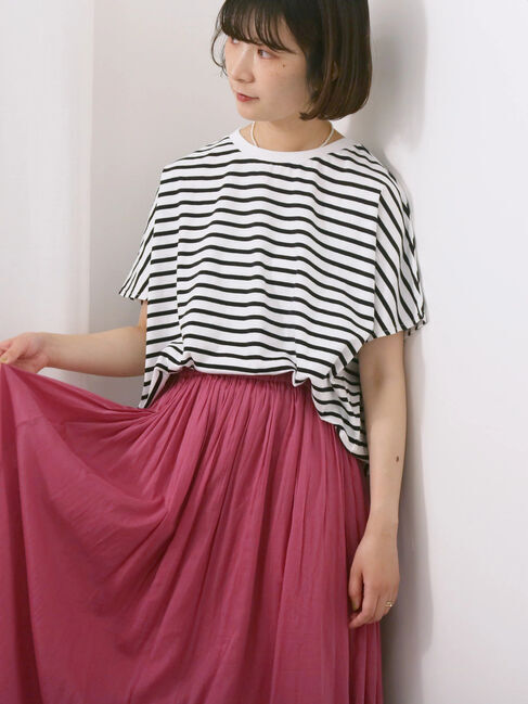 Samansa Mos2 blue「【Made in India】ボイルギャザースカート」|スカート|