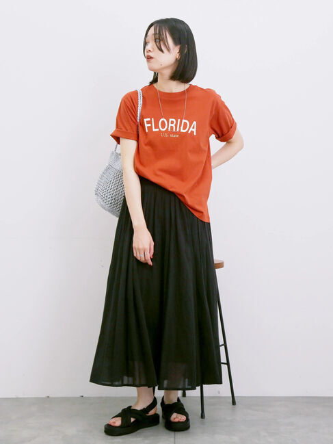 Samansa Mos2 blue「【Made in India】ボイルギャザースカート」|スカート|