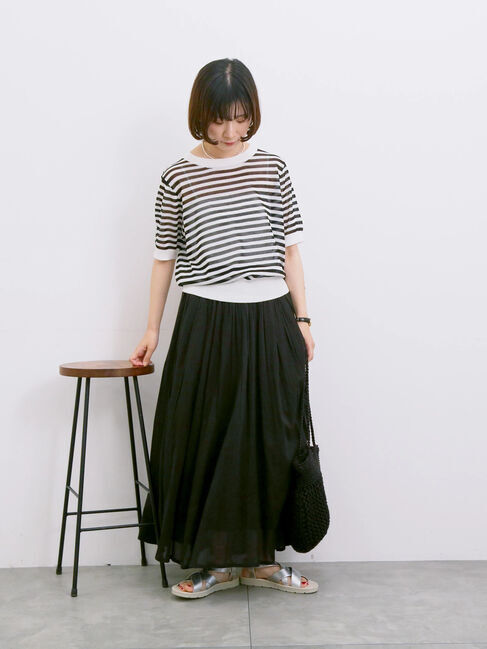 Samansa Mos2 blue「【Made in India】ボイルギャザースカート」|スカート|