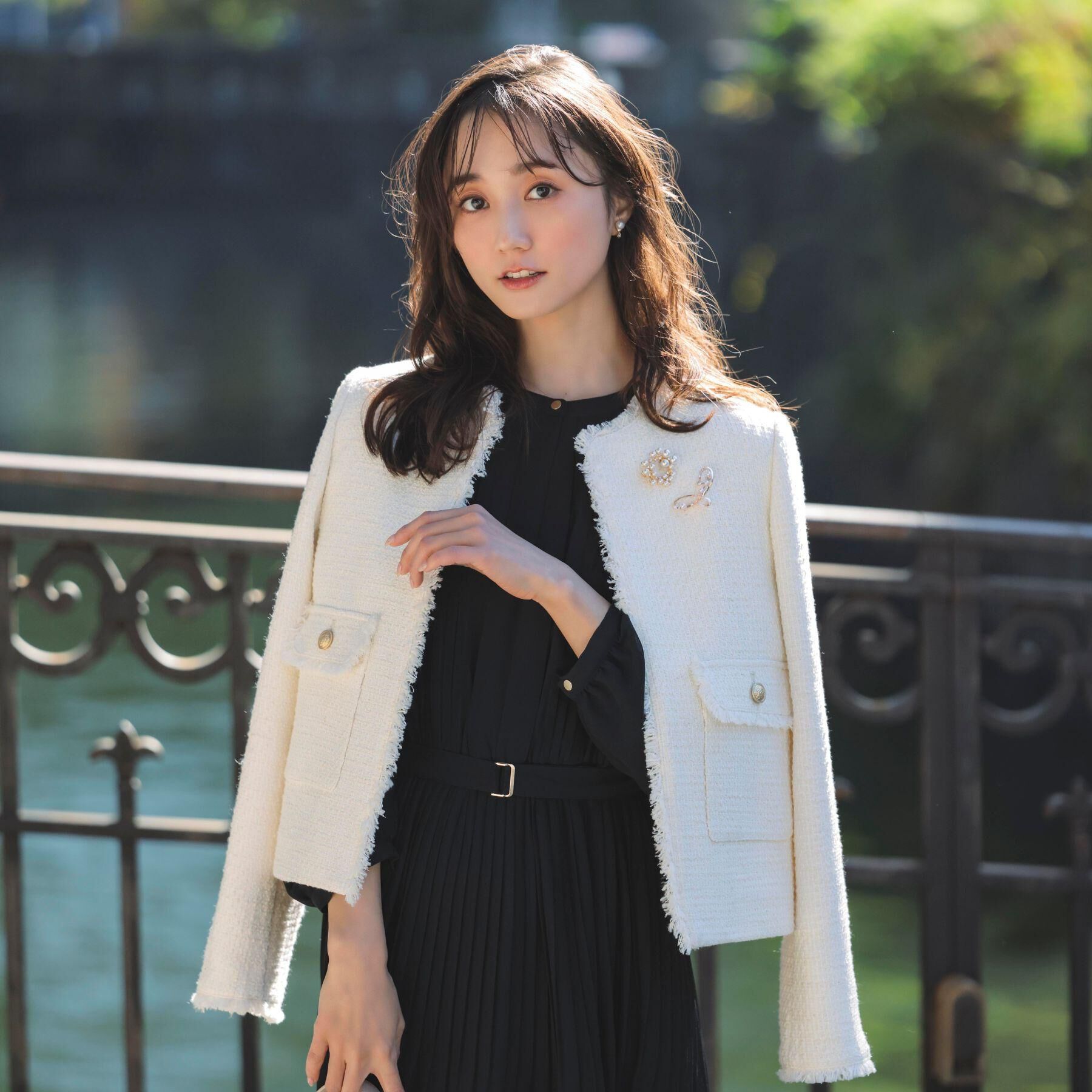 grove「【ハレの日・通勤】着回しできる上品ツイードジャケット」|ノーカラージャケット|