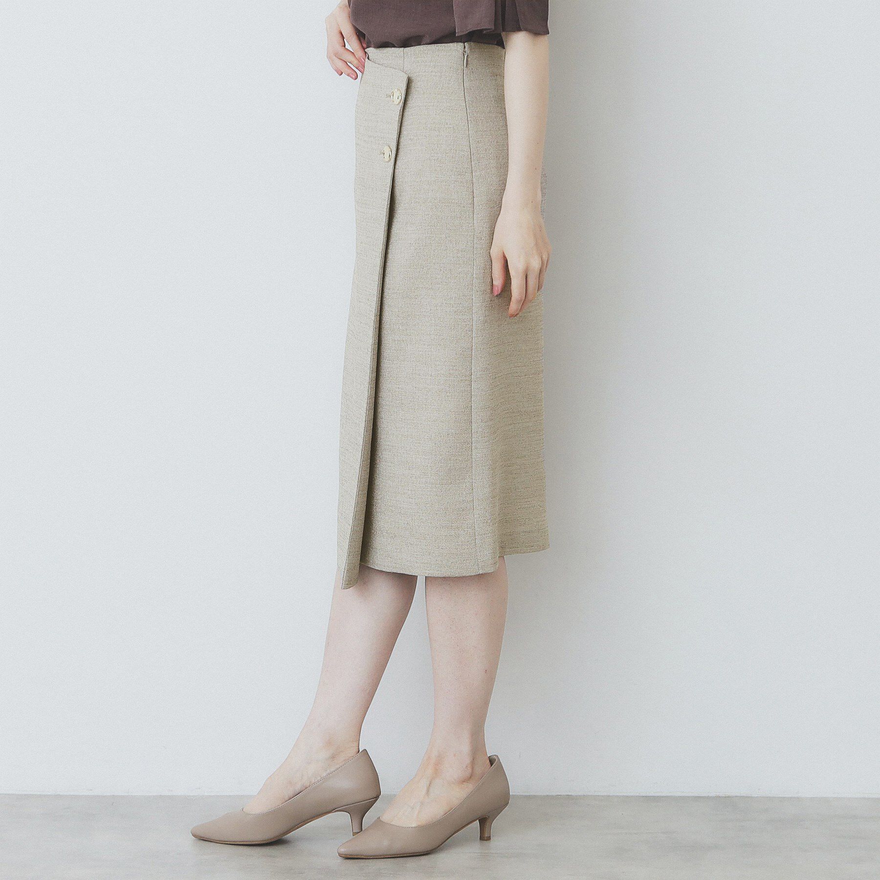 index「《丈が選べる》麻調ラップタイトスカート【洗濯機洗い可/イージーアイロン】」|スカート|