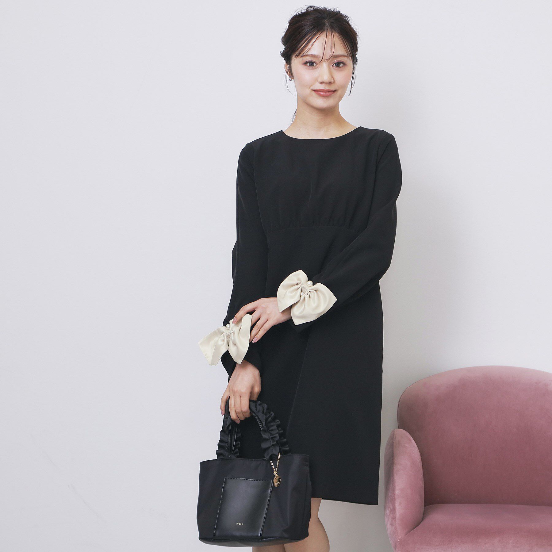 index「ダブルクロスリボンスリーブワンピース【洗濯機OK】」|ワンピース|