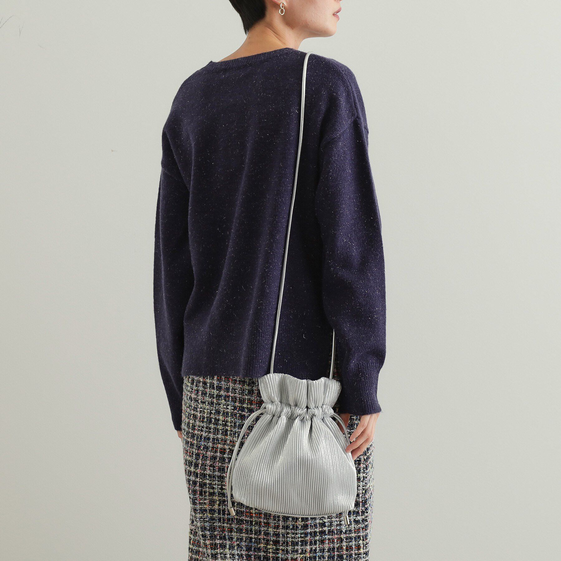 OPAQUE.CLIP「【長さ調整可能】プリーツドロストミニショルダーバッグ」|ショルダー・メッセンジャー|シルバー(006)