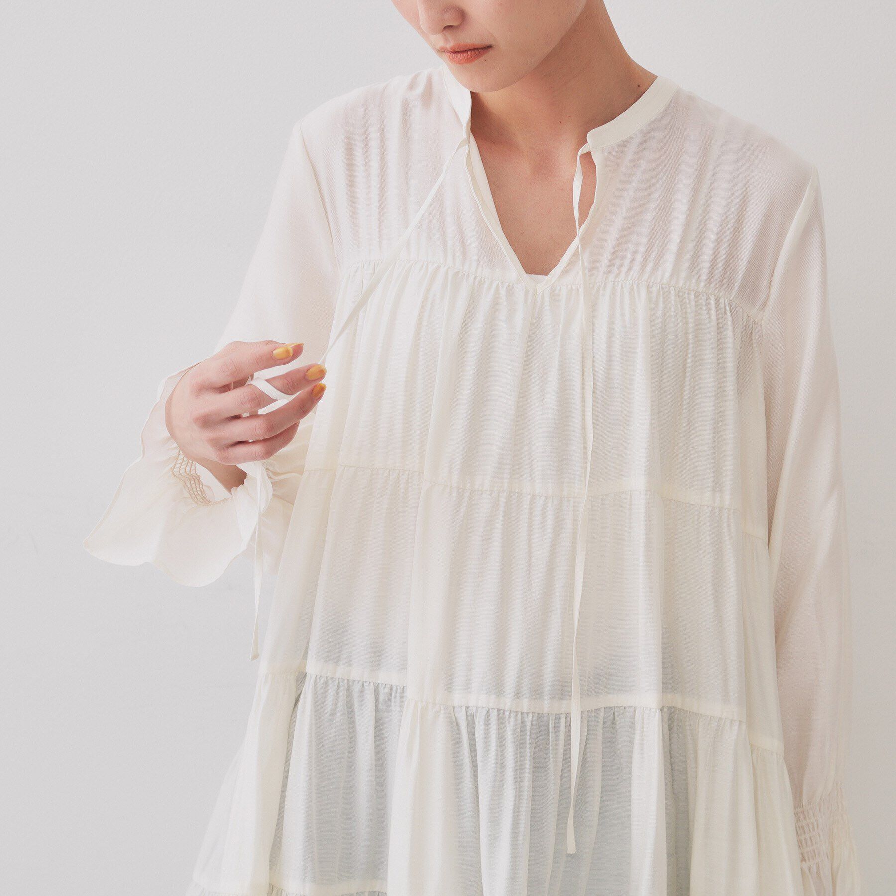 OPAQUE.CLIP「ティアードチュニックブラウス【洗濯機洗い可】」|チュニック|