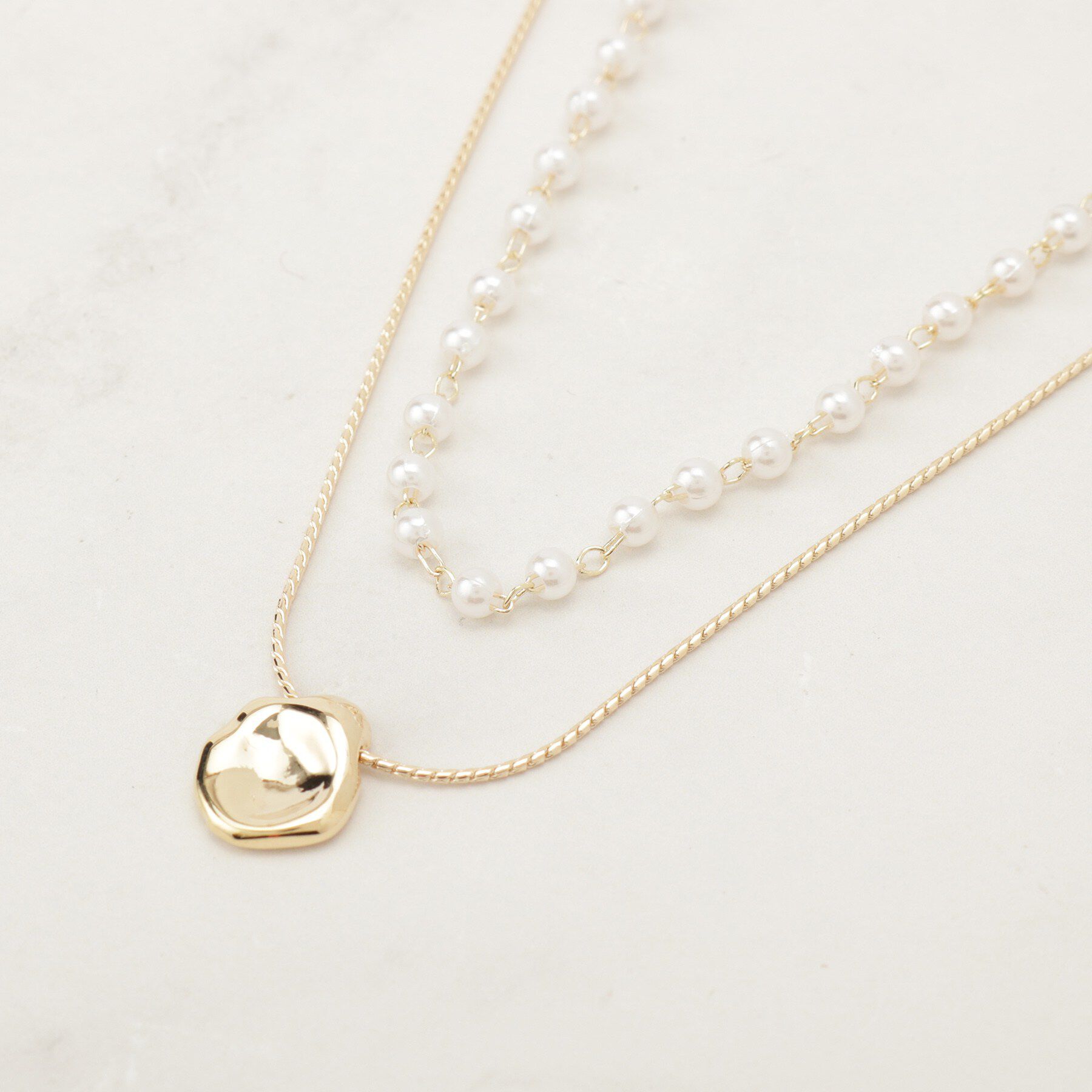 Couture broach「レイヤードパール調ネックレス」|ネックレス|