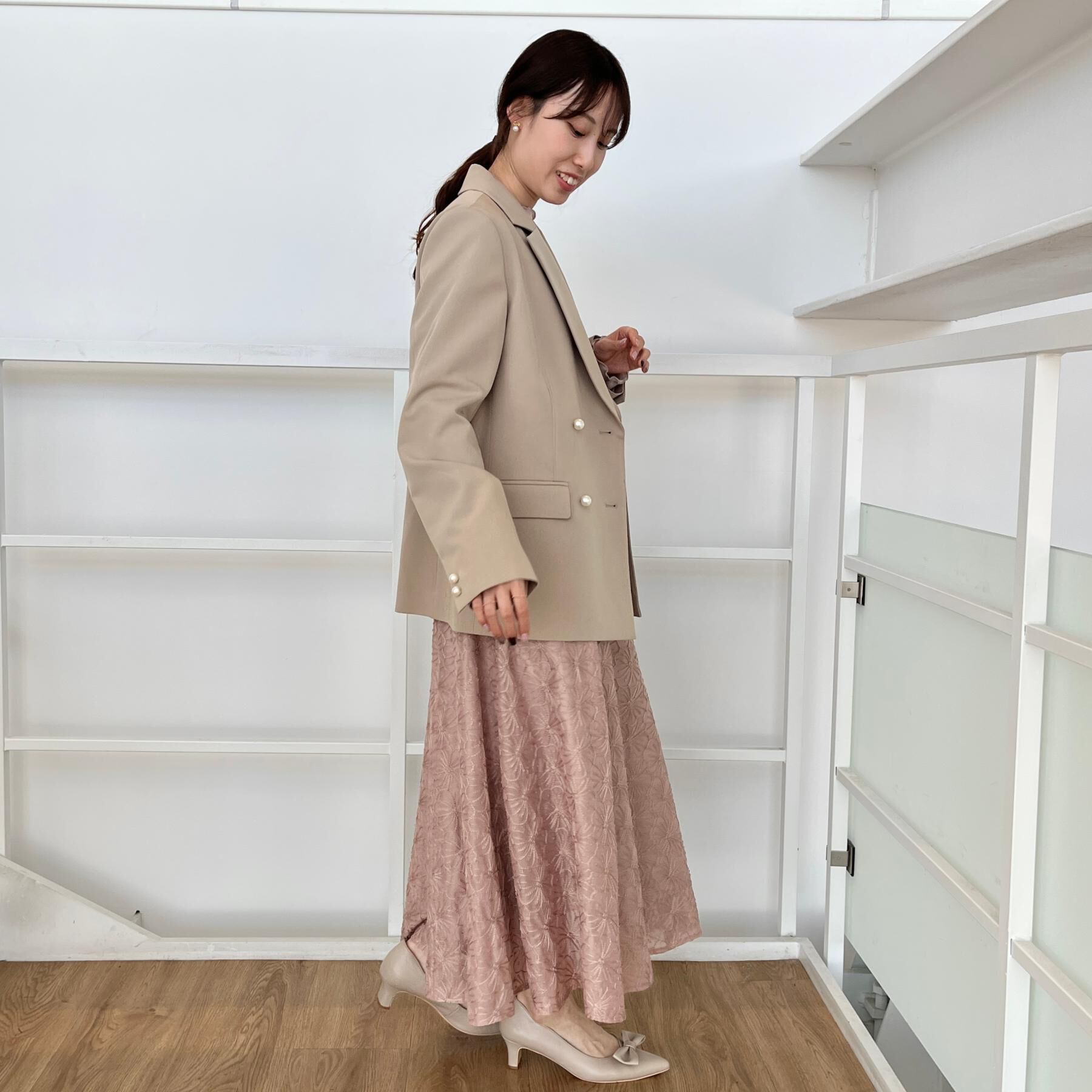 Couture broach「【洗える・通勤】パール調ボタン テーラードジャケット」|テーラードジャケット|