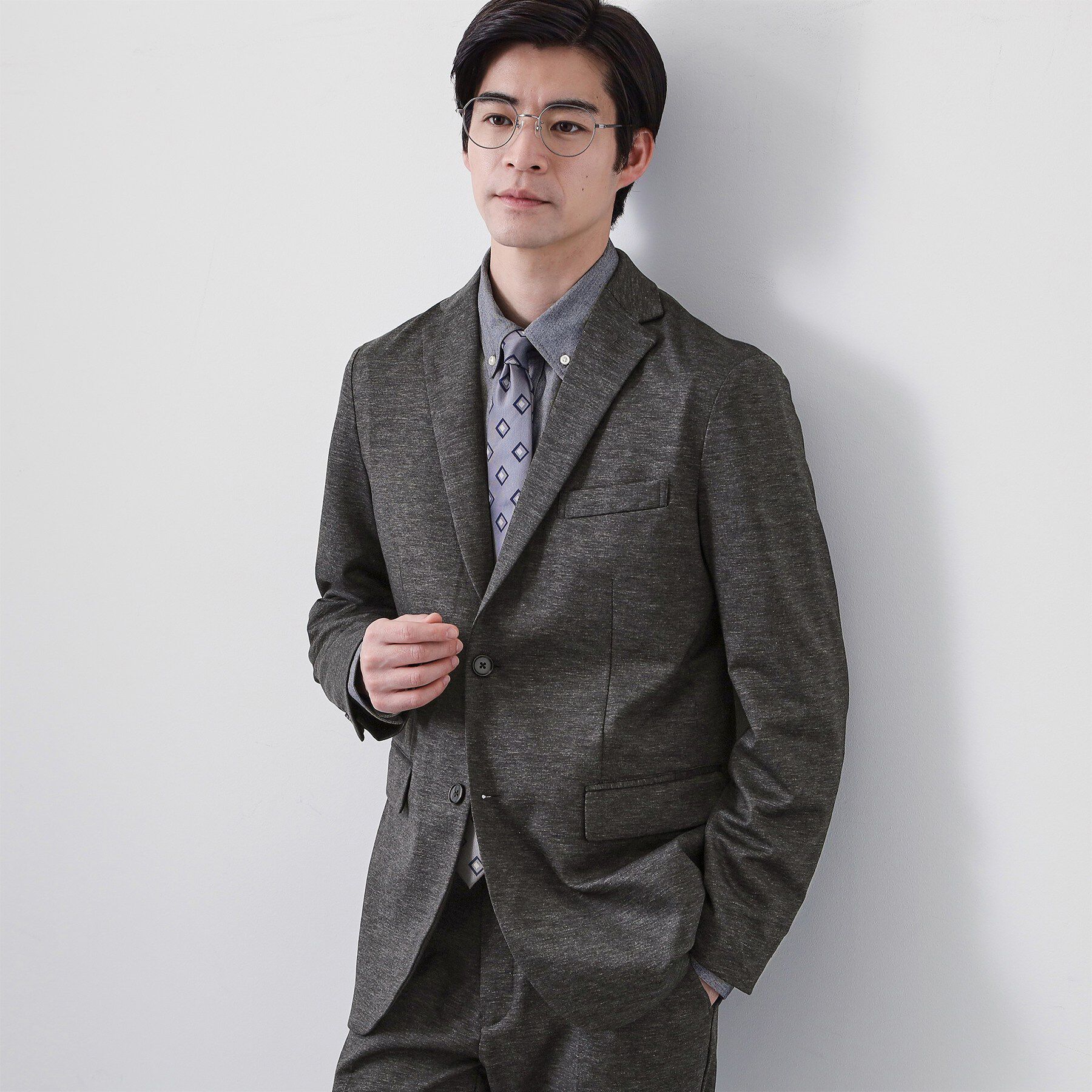 THE SHOP TK「【動きやすい、快適ビジネスジャケット】TRジャージ ジャケット　セットアップ可/洗濯機OK/ストレッ」|テーラードジャケット|グレー(012)