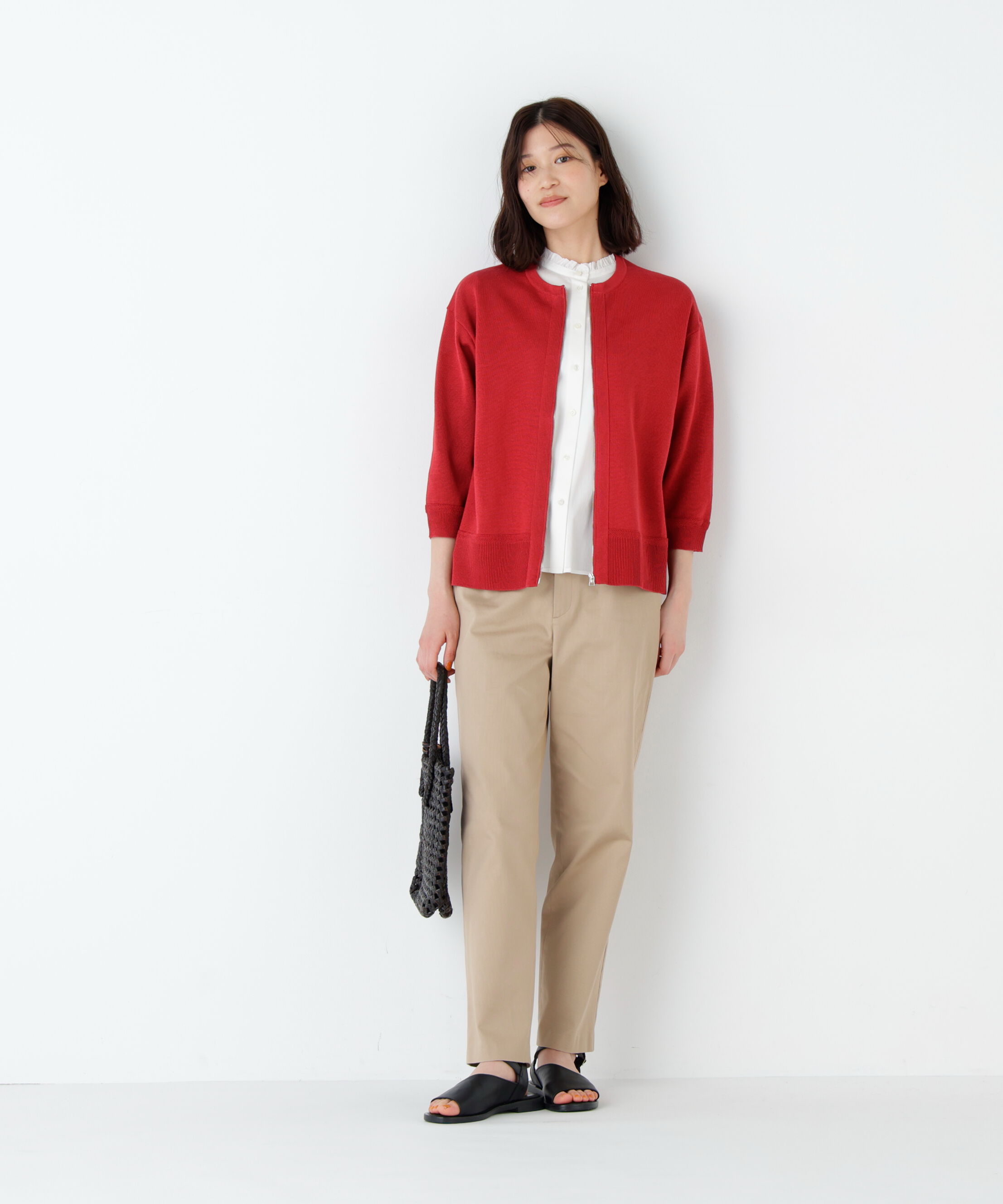  「ピケストレッチ細身ストレートパンツ」|その他|