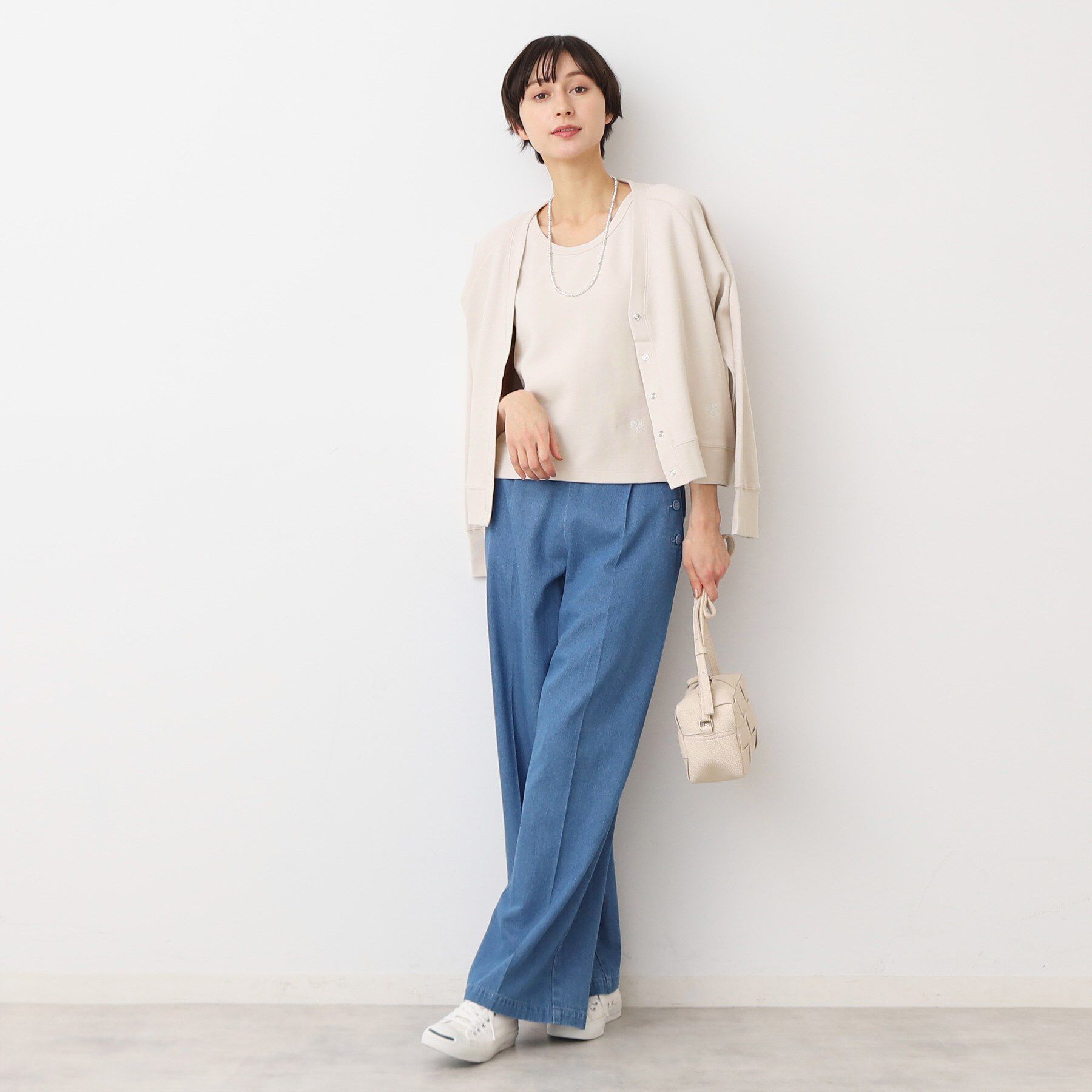 Dessin「【洗える】コットンジャージVネックカーディガン」|カーディガン|