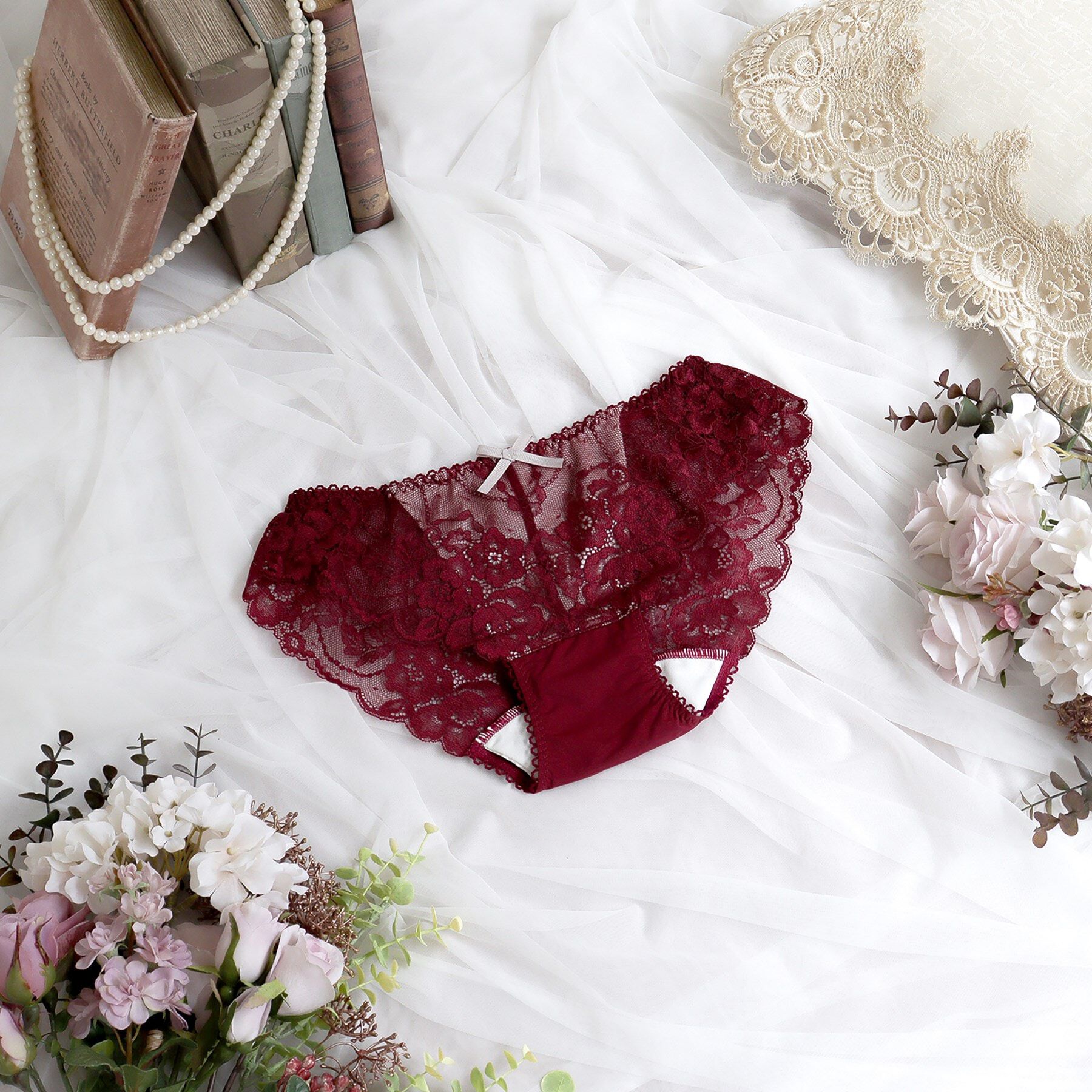 Risa Magli「ノーラ レースサニタリー」|インナー|ボルドー(064)