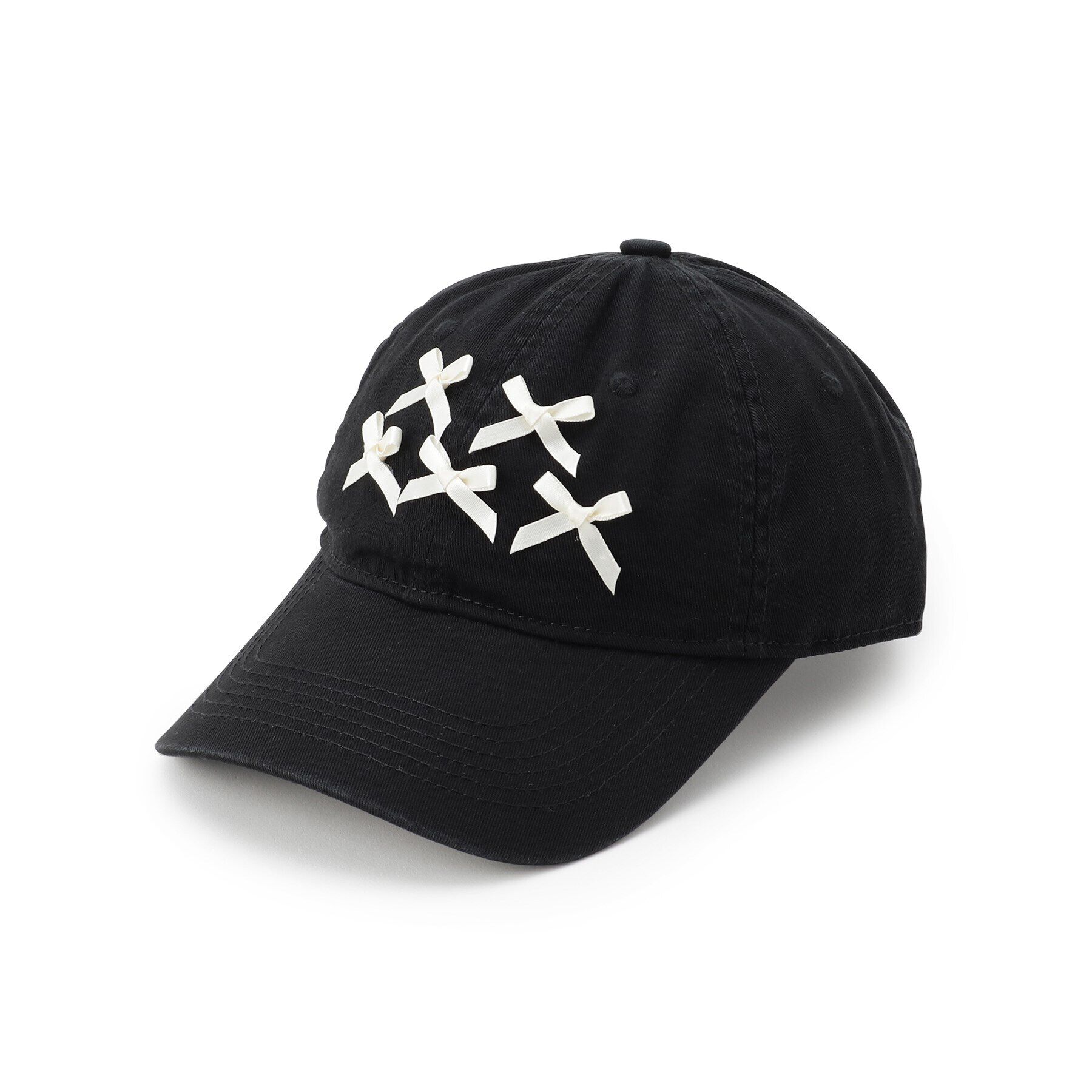 Grandedge「バレエコア風リボンキャップ」|キャップ・キャスケット|ブラック(019)