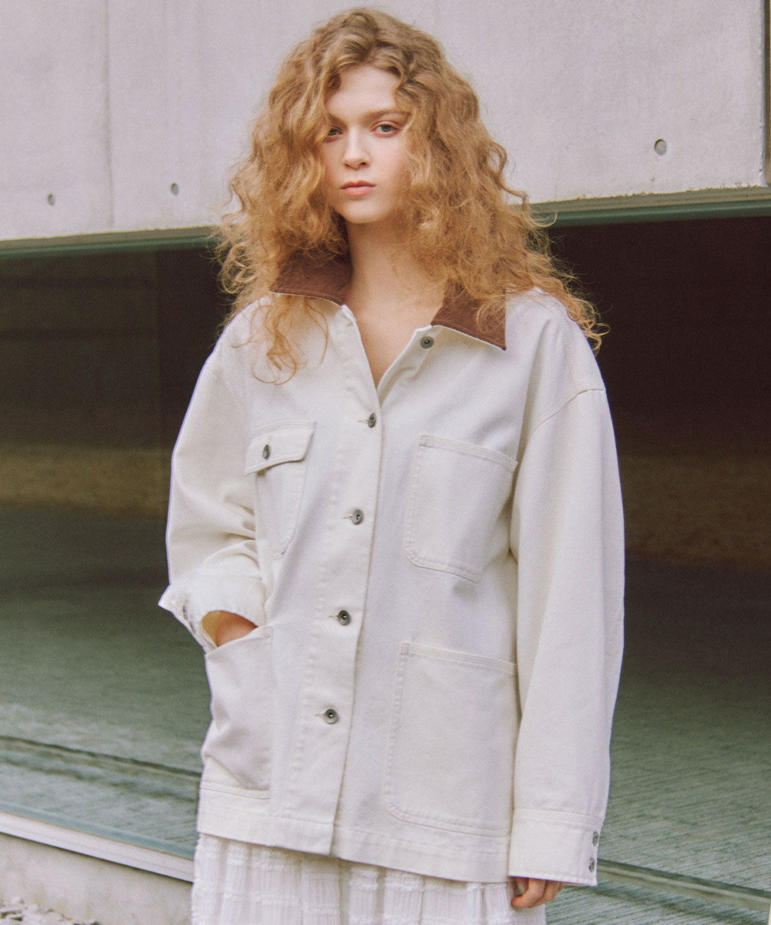 COCO DEAL「デニムカバーオール」|デニムジャケット|アイボリー