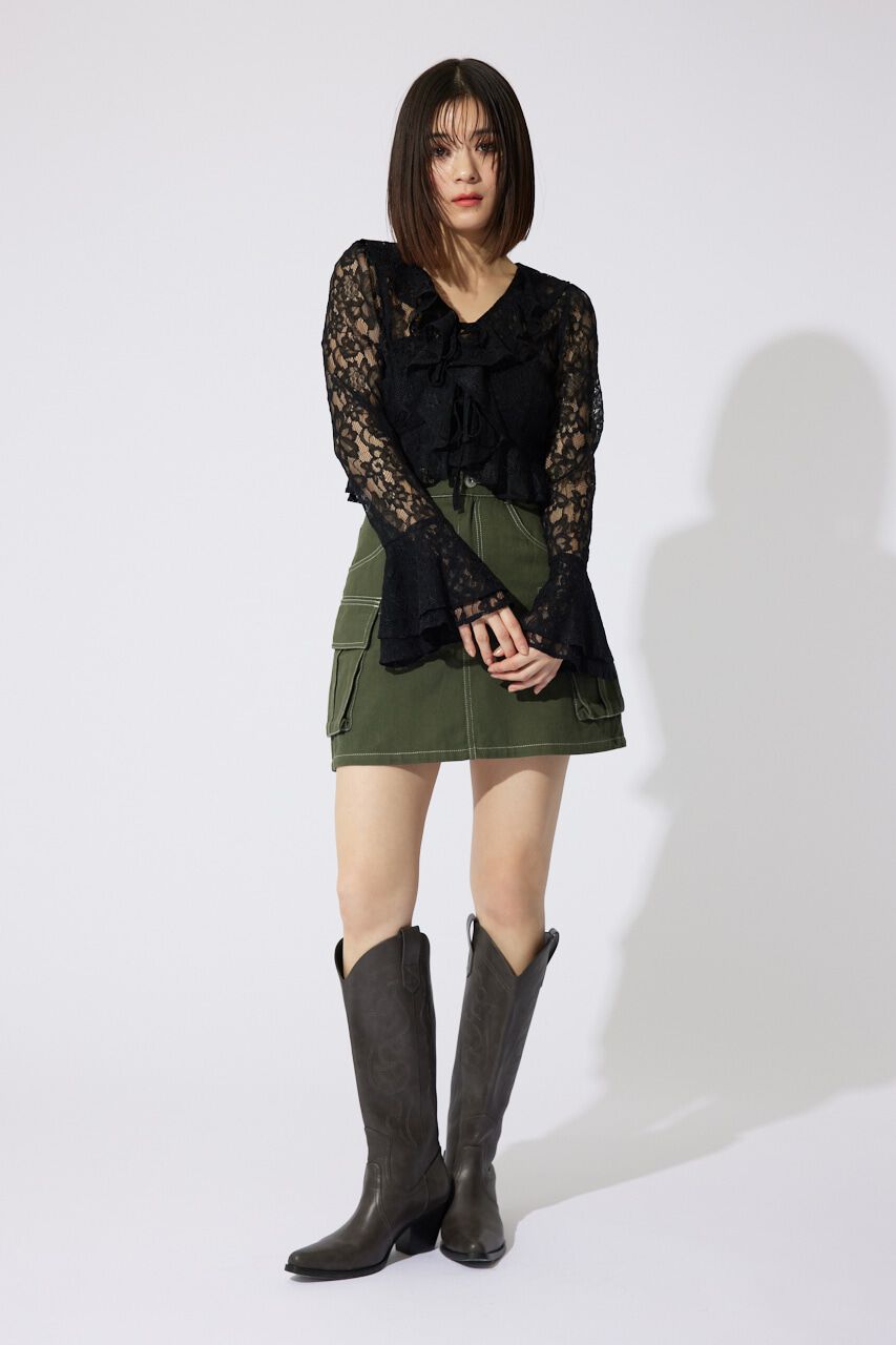 rienda「フロントフリル2WAYレースブラウス」|シャツ・ブラウス|