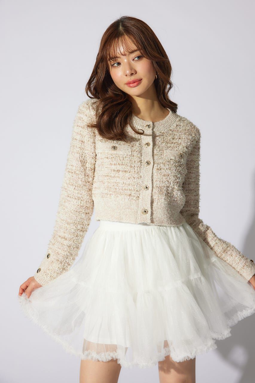 rienda「ツイードニットカーディガン」|カーディガン|