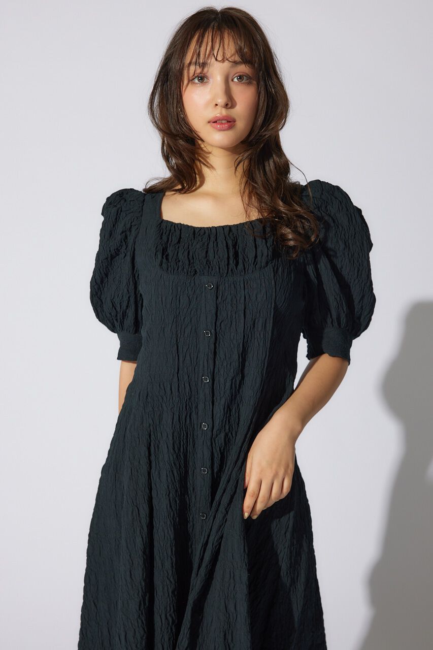 rienda「バストギャザーデザインジャガードフレアワンピース」|ワンピース|