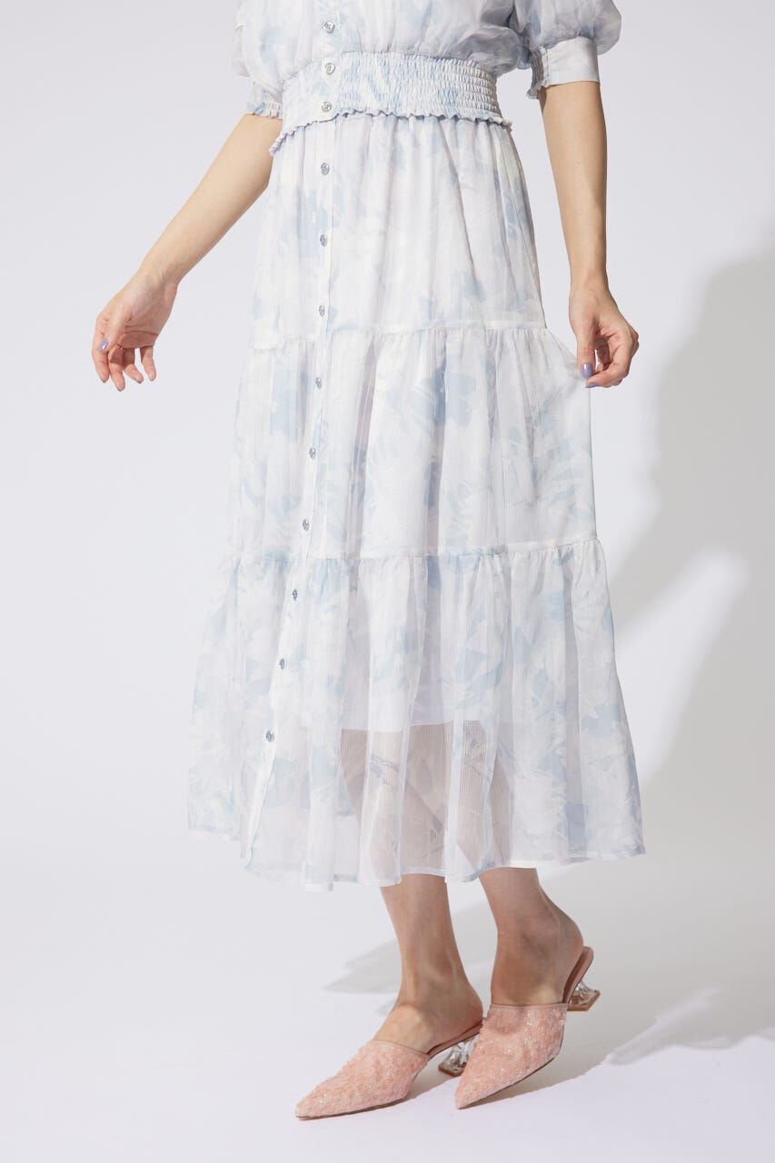 rienda「センターボタンデザインティアードフレアスカート」|スカート|