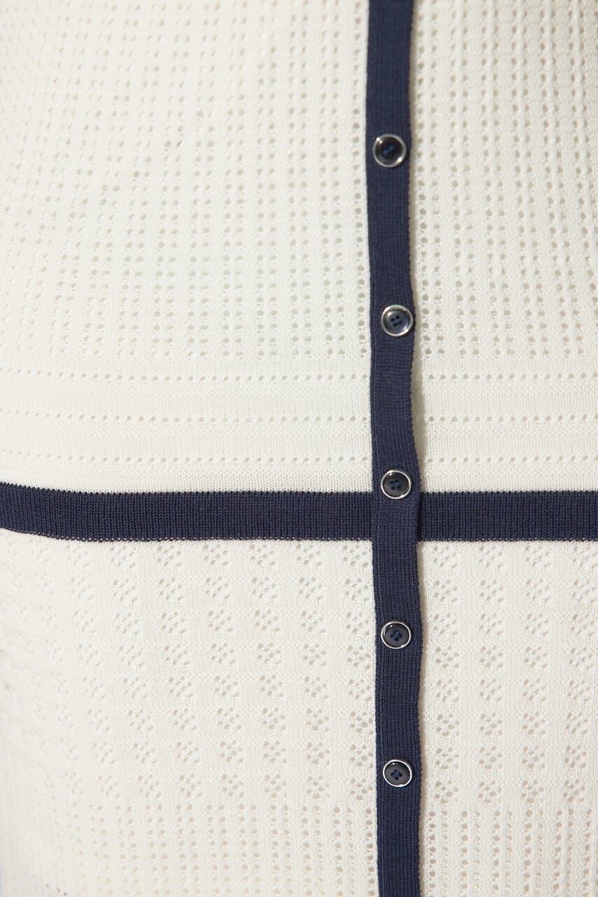 rienda「2WAYフリンジライン配色クロシェニットワンピース」|ワンピース|