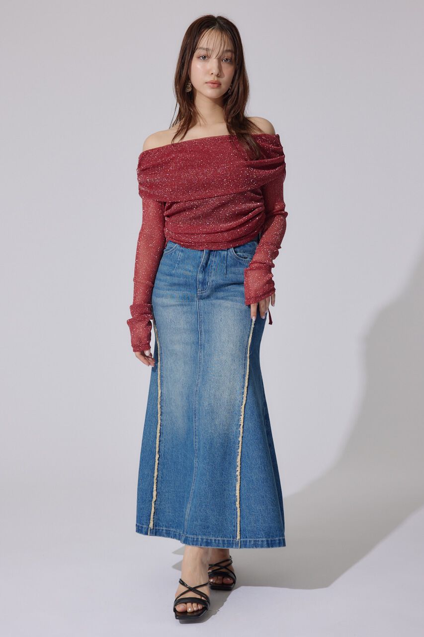 rienda「オフショルレディーラメトップス」|Tシャツ・カットソー|