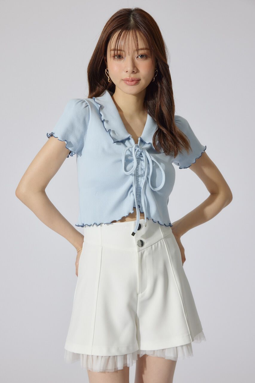 rienda「チュールレイヤードジャストウエストスコートショートパンツ」|その他|WHT