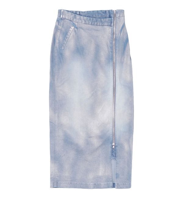 CALNAMUR「GLITTER DENIM ZIP TIGHT SKIRT/グリッターデニムジップタイトスカート」|スカート|アイスブルー