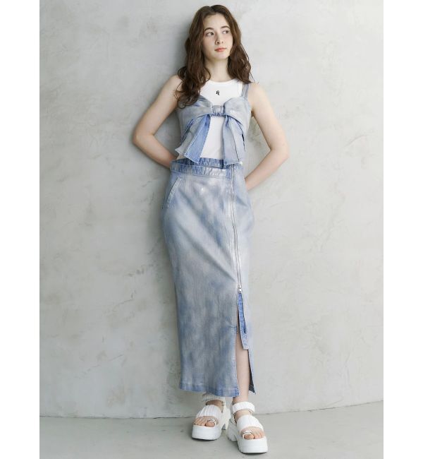 CALNAMUR「GLITTER DENIM ZIP TIGHT SKIRT/グリッターデニムジップタイトスカート」|スカート|